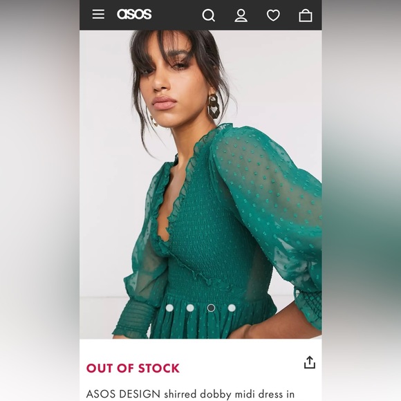 ASOS DESIGN shirred dobby midi dress in forest green - Picture 8 of 8